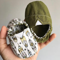 FEATHERS + OLIVE Reversible Moccasins