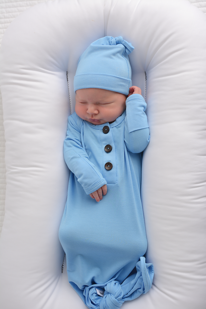 BABY BLUE | gown + hat set