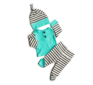 TURQUOISE + STRIPES newborn [3 piece set]