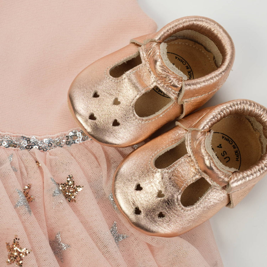 ROSE GOLD MARY JANE | Genuine Leather Moccasins